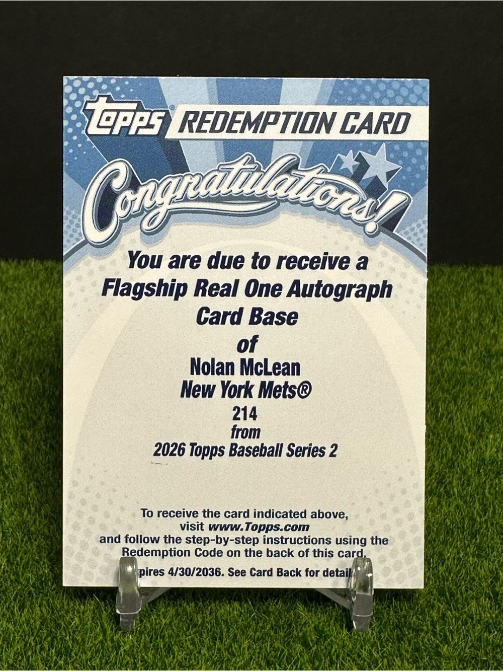 2026 Topps Series 2 Flagship Real One Auto Ne York Mets Rookie Nolan McLean #214